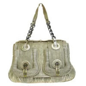 Fendi Chain Shoulder Bag Handbag Gold Leather